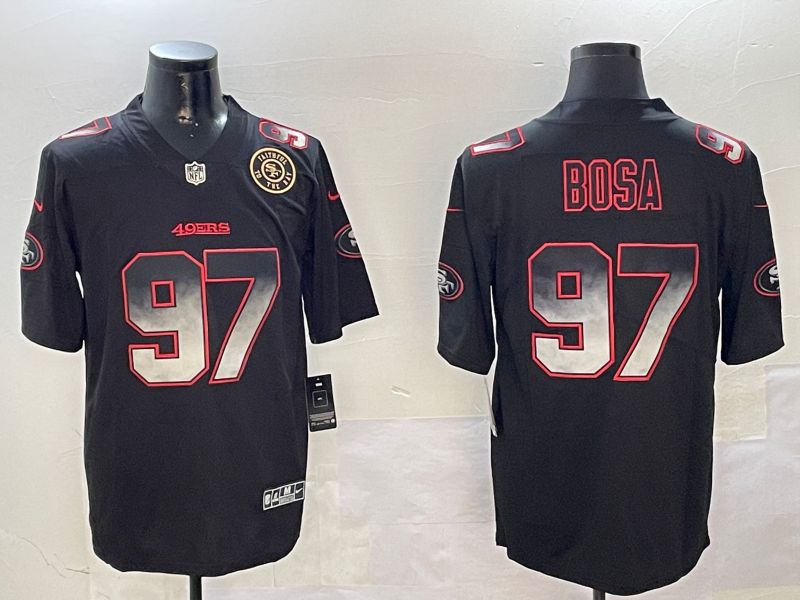 Men San Francisco 49ers #97 Bosa Black Nike Smoke Fashion 2024 Limited NFL Jersey style 3->san francisco 49ers->NFL Jersey